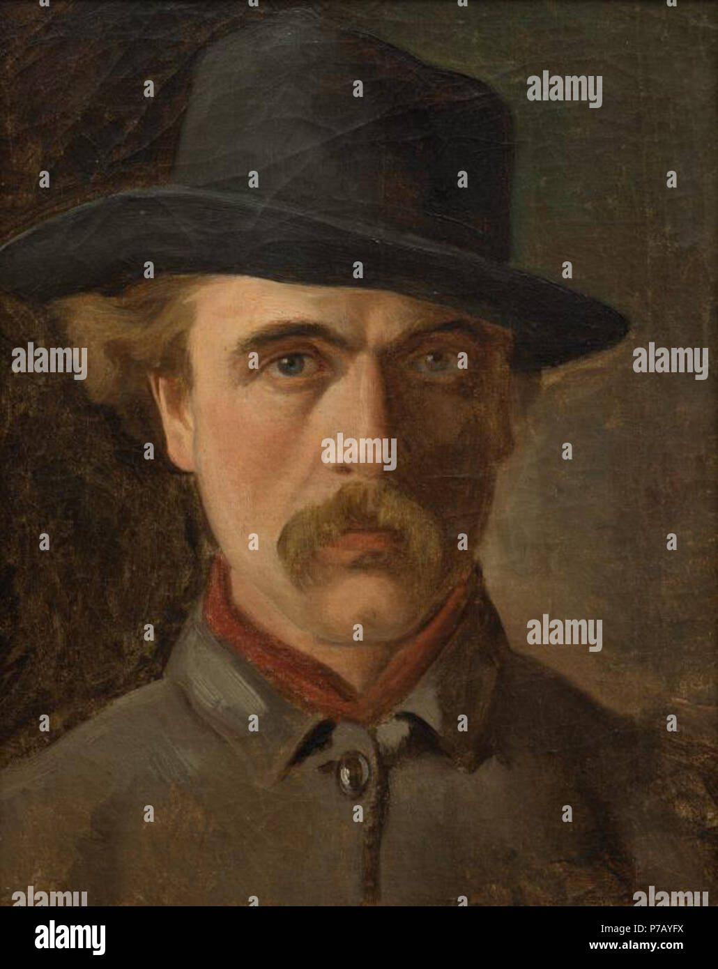 . Ritratto Di Auto indossando un cappello circa 1889 53 Louis John Steele - ritratto di auto indossando un cappello - 2008-24 - Auckland Art Gallery Foto Stock