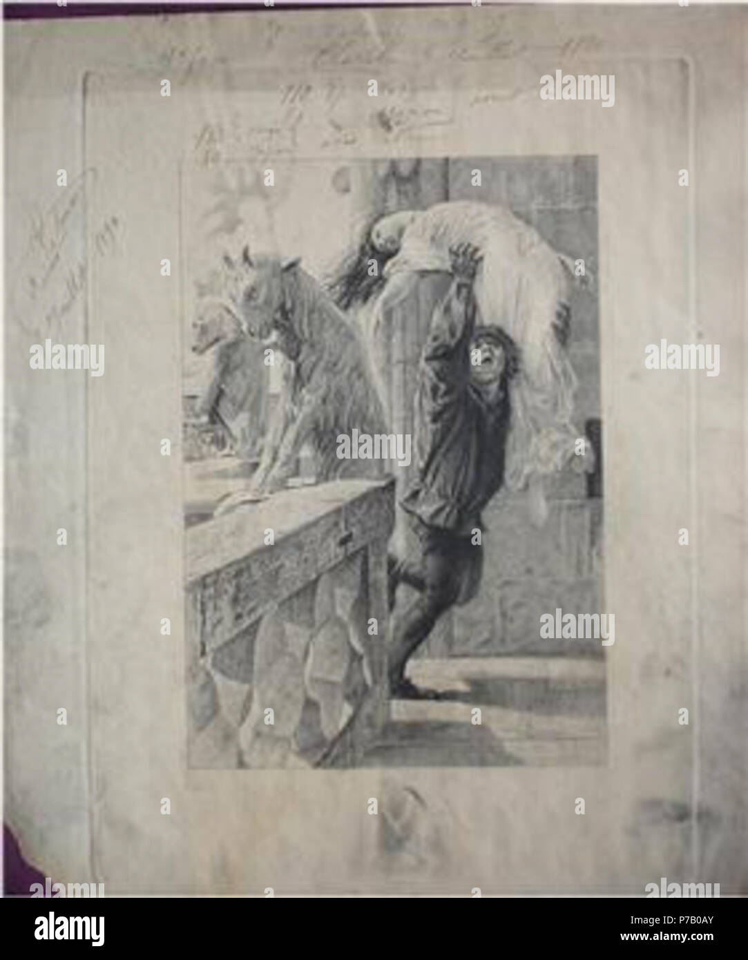 Il lavoro di Luc-Olivier Merson . prima di 1920 57 Merson - quasimodo-salvataggio-esmeralda-quasimodo-sauvant-esme-ralda-22-4-x-27-1-cm Foto Stock
