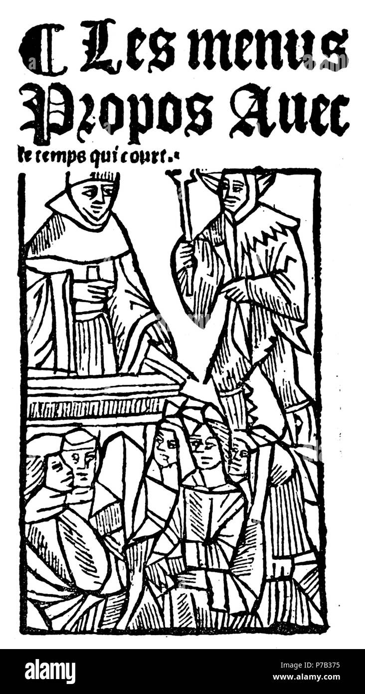 66 Recueil général des sotties, éd. Picot, tomo I, pagina 101 N&amp;b Foto Stock