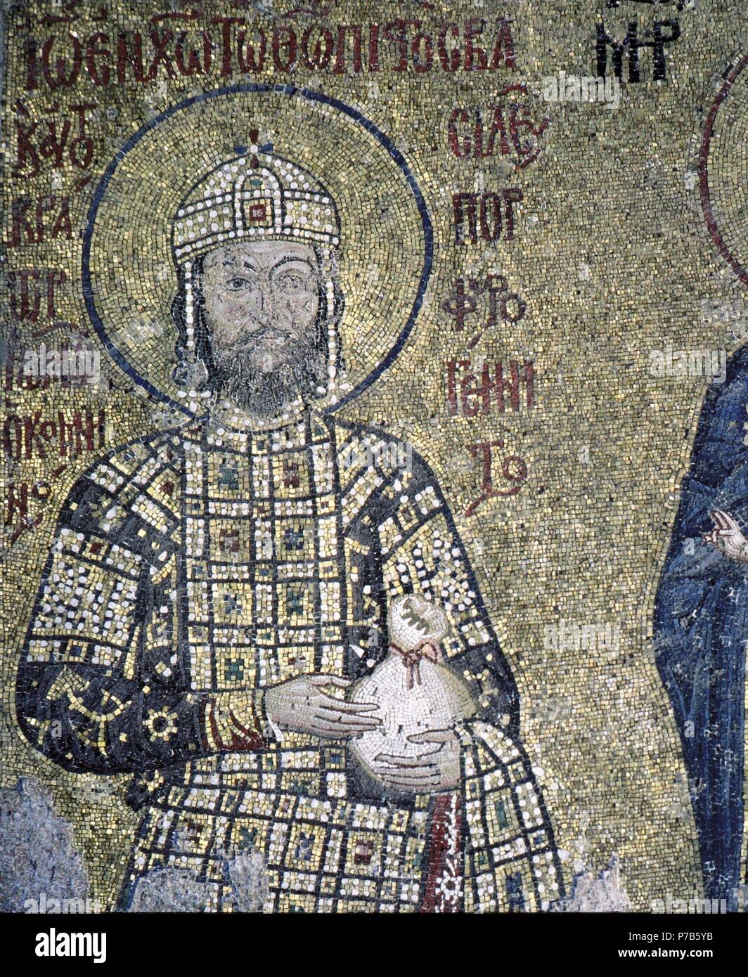 Mosaico di IMPERATORE GIOVANNI II Commenus governata Impero Bizantino 1118-43. Haghia Sofia, Istanbul. Artwork noto anche come: Santuario. Museo: Hagia Sofia. Foto Stock