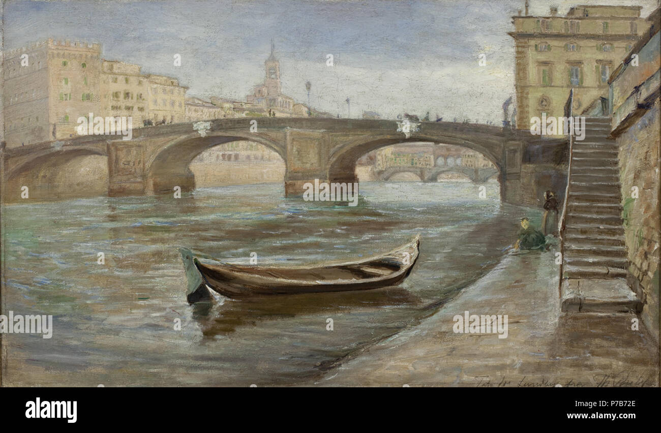 Theodor Philipsen (dal 1840 al 1920), Graavejrsdag ho Florents ved ponte S. Trinita, 1888 79 Theodor Philipsen - Un giorno a sopraggitto a Firenze vicino Ponte Santa Trinità - KM6751 - Statens Museum Kunst Foto Stock