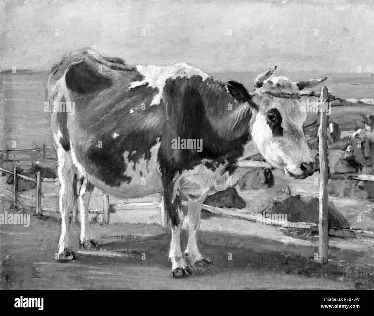 Theodor Philipsen (dal 1840 al 1920), Staaende roedbroget ko, 1872 79 Theodor Philipsen - Stående rødbroget ko - KM3687 - Statens Museum Kunst Foto Stock