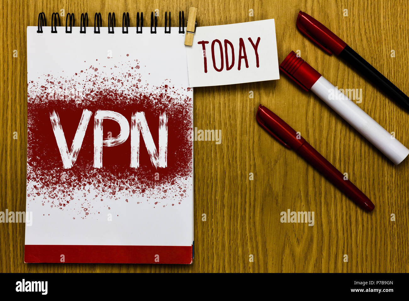 Segno di testo che mostra la VPN. Foto concettuale fissato rete privata virtuale attraverso il dominio riservati protetti Promemoria appuntamento quotidianamente nota carta wor Foto Stock