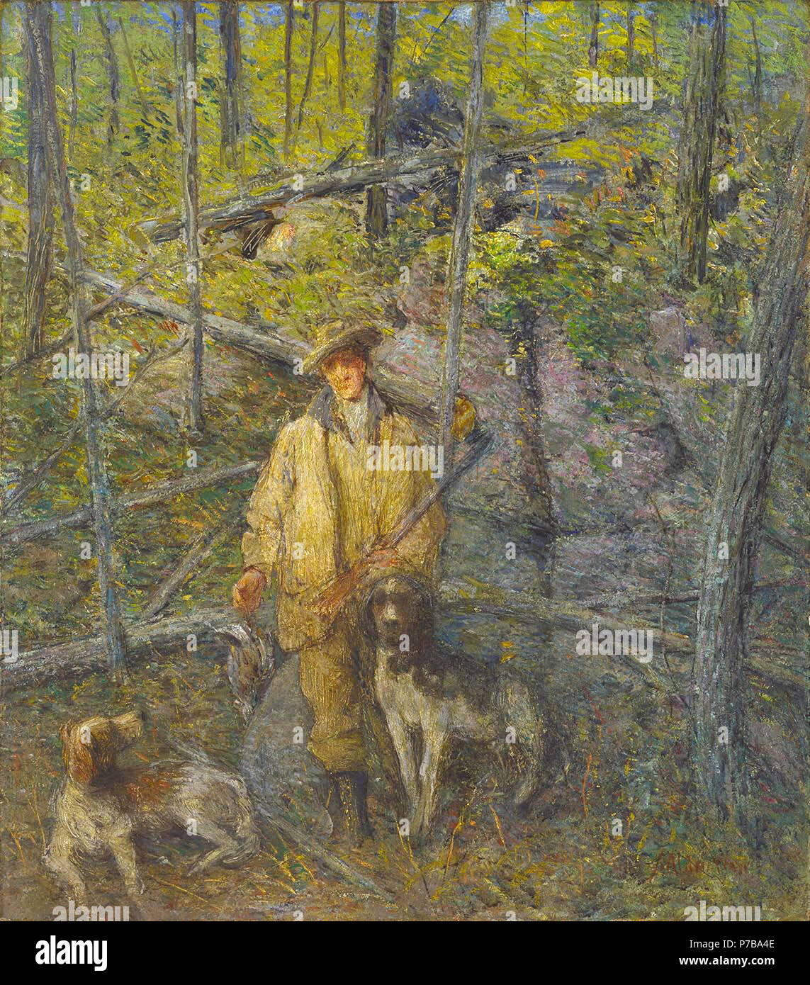 . Hunter e cani 1912 46 J. Alden Weir - Hunter e cani - 1973.50 - Smithsonian American Art Museum Foto Stock