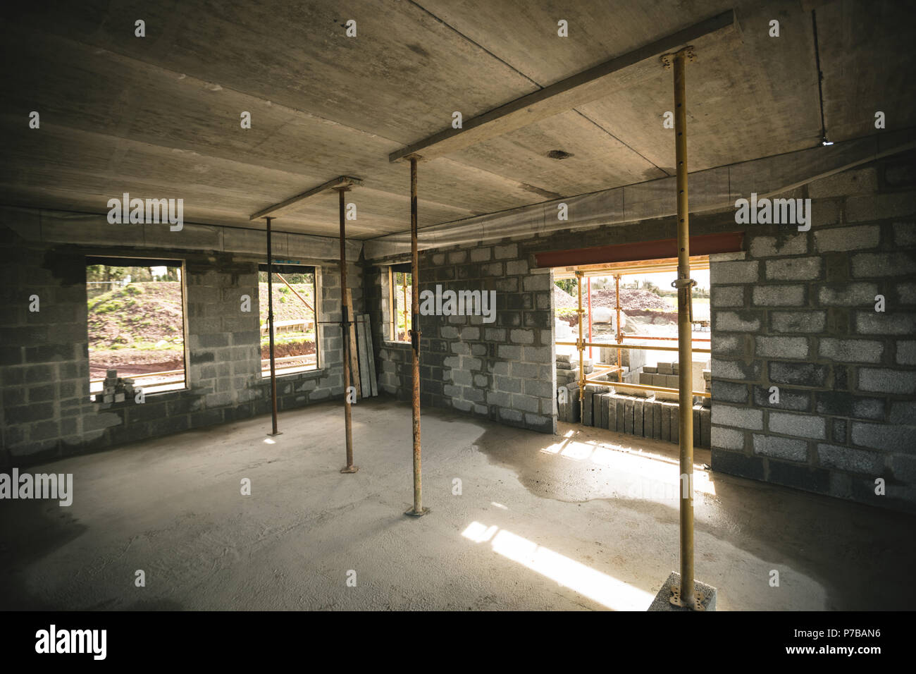 L'interno di un edificio in costruzione Foto Stock