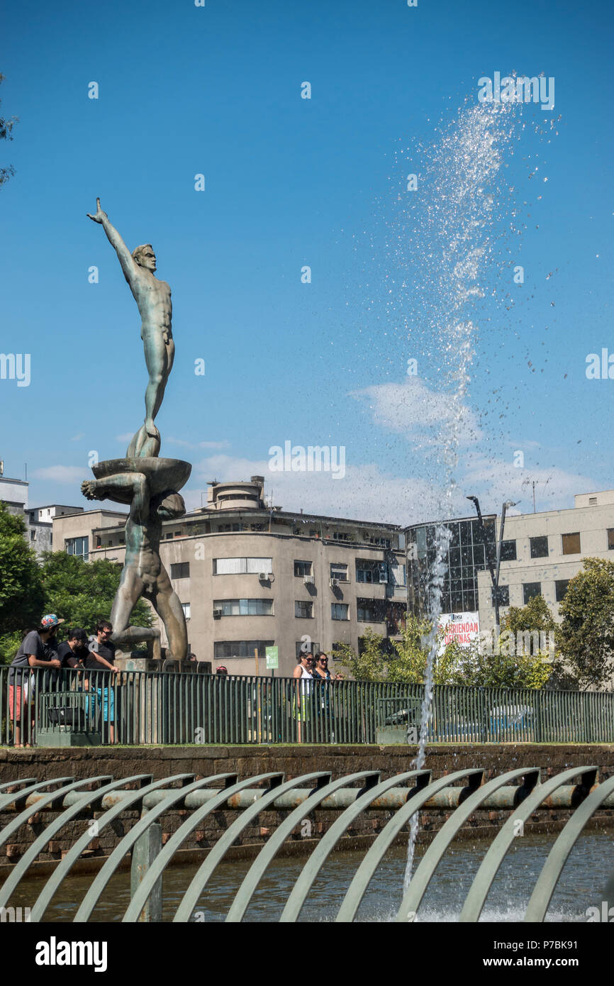 Fontana al memoriale di aviazione, Santiago del Cile Foto Stock