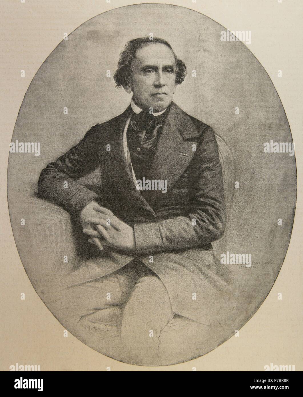Giacomo Meyerbeer (1791-1864). Opera tedesca compositore ebraico di nascita. Ritratto. Incisione del XIX secolo. Foto Stock