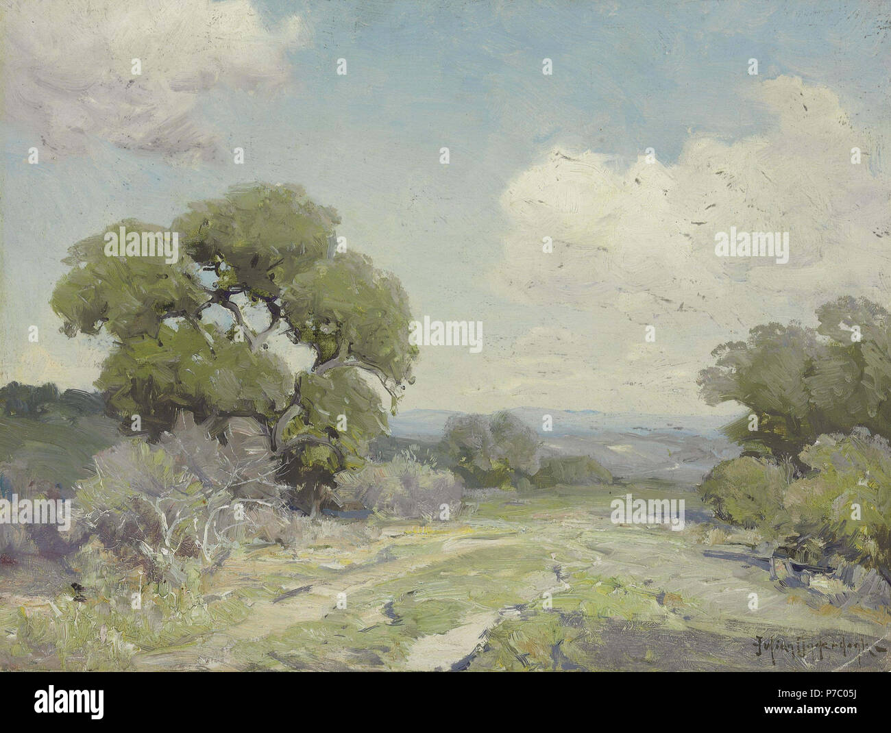 . In mattinata il Live Oaks, Boerne, Texas circa 1915 61 Julian Onderdonk - Mattina nel vivere querce, Boerne, Texas (c.1915) Foto Stock