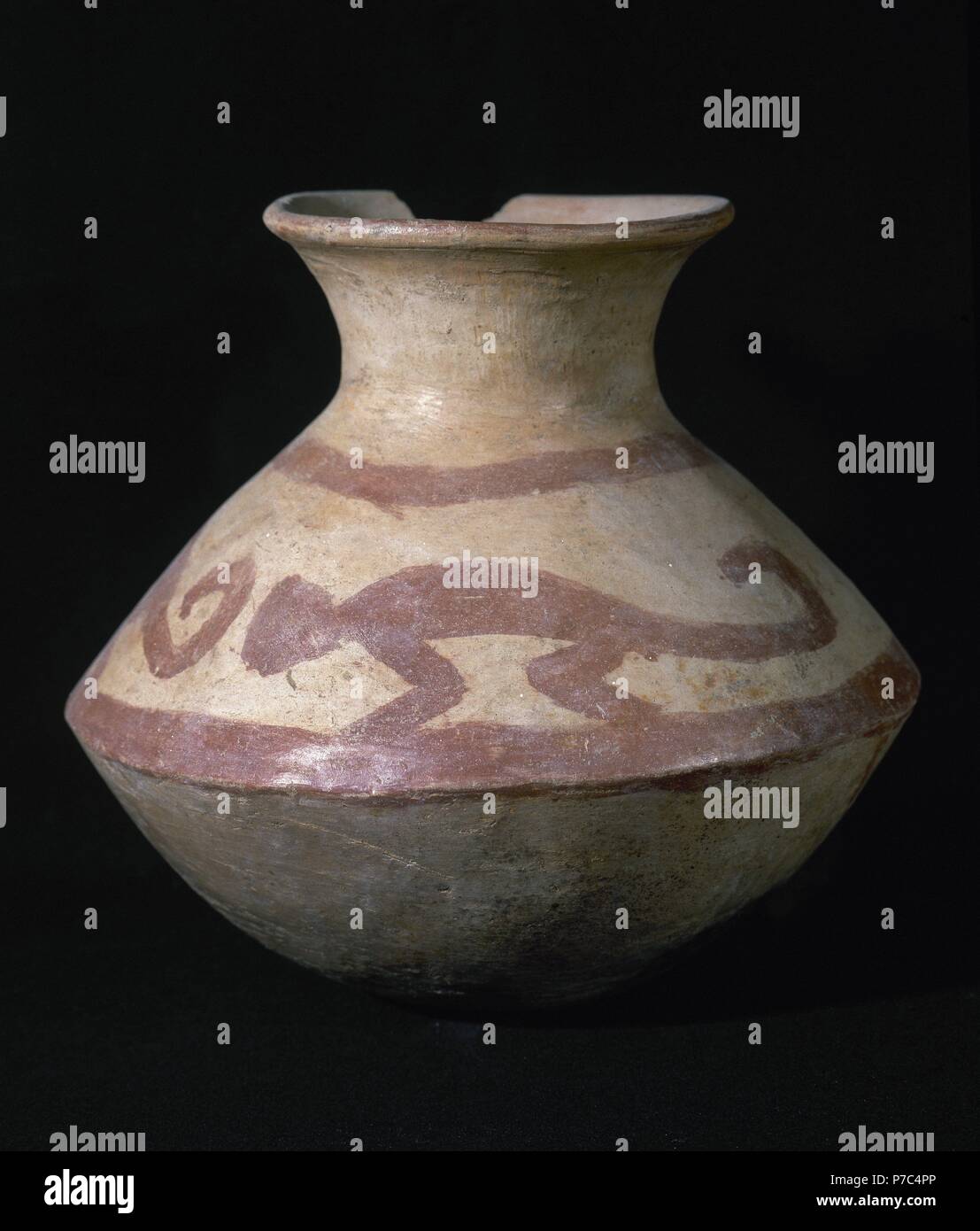 Arte precolombiana Pre-Incan. Cultura Cuasmal (500-1500 AD). Dall'Ecuador. Vaso in ceramica. 23 x 16 cm (diametro). Collezione privata. Foto Stock