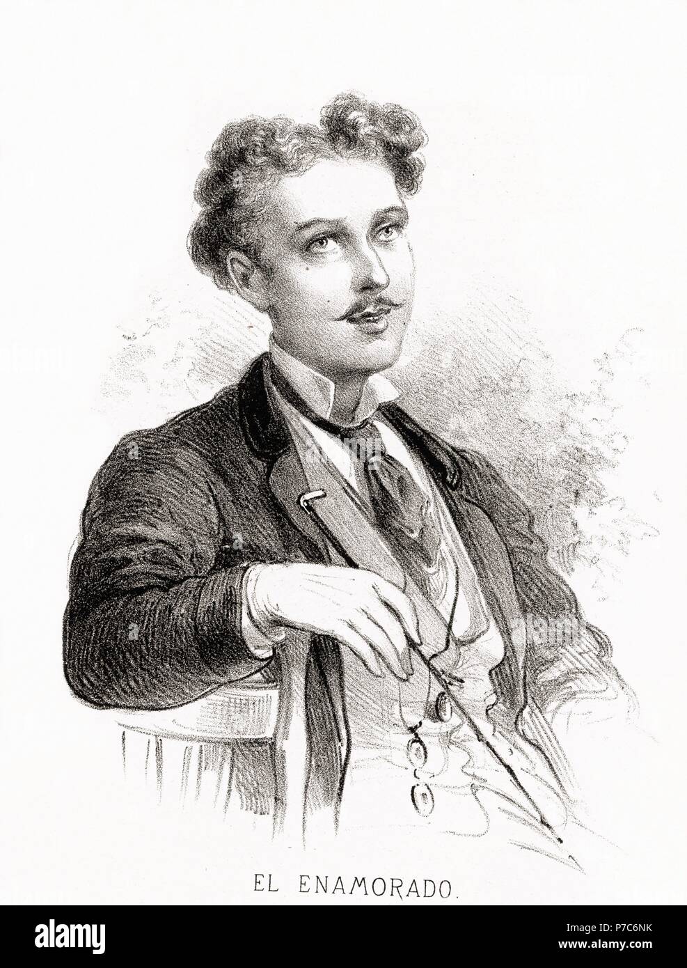 Carácteres del individuazione. Hombre enamorado. Grabado de 1870. Foto Stock