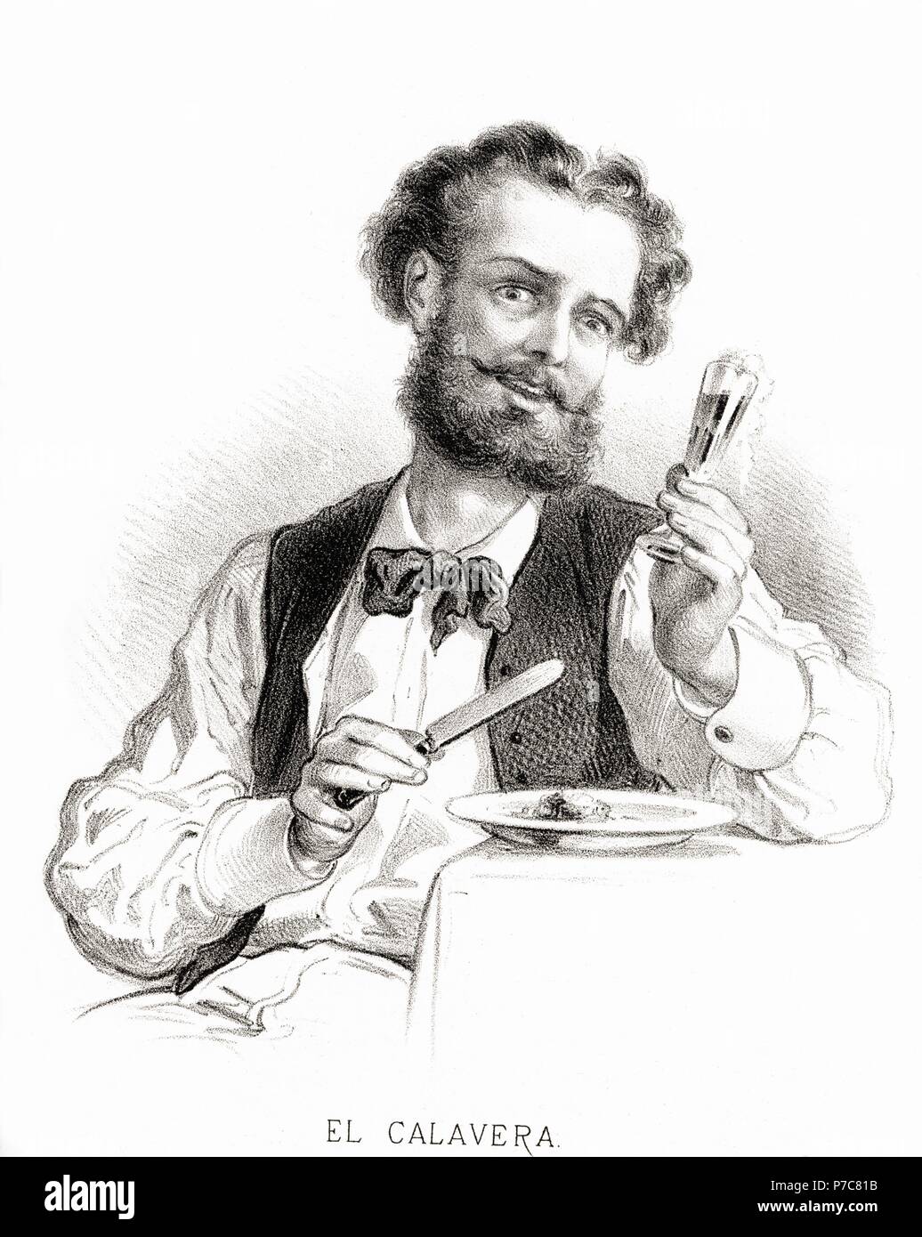 Carácteres del individuazione. Hombre calavera. Grabado de 1870. Foto Stock
