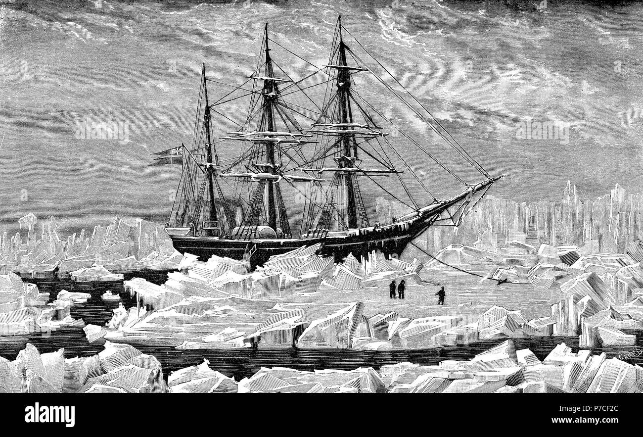 Incisione Vintage svedese di Vega La spedizione artica per navigare con successo attraverso il passaggio a nordest e il primo viaggio di circumnavigare l Eurasia, anni 1878-80 Foto Stock