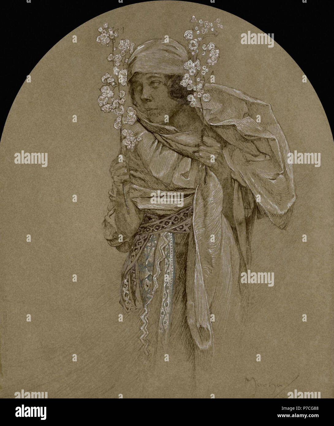 Mucha Alphonse Maria - Allegoria della molla 1 Foto Stock