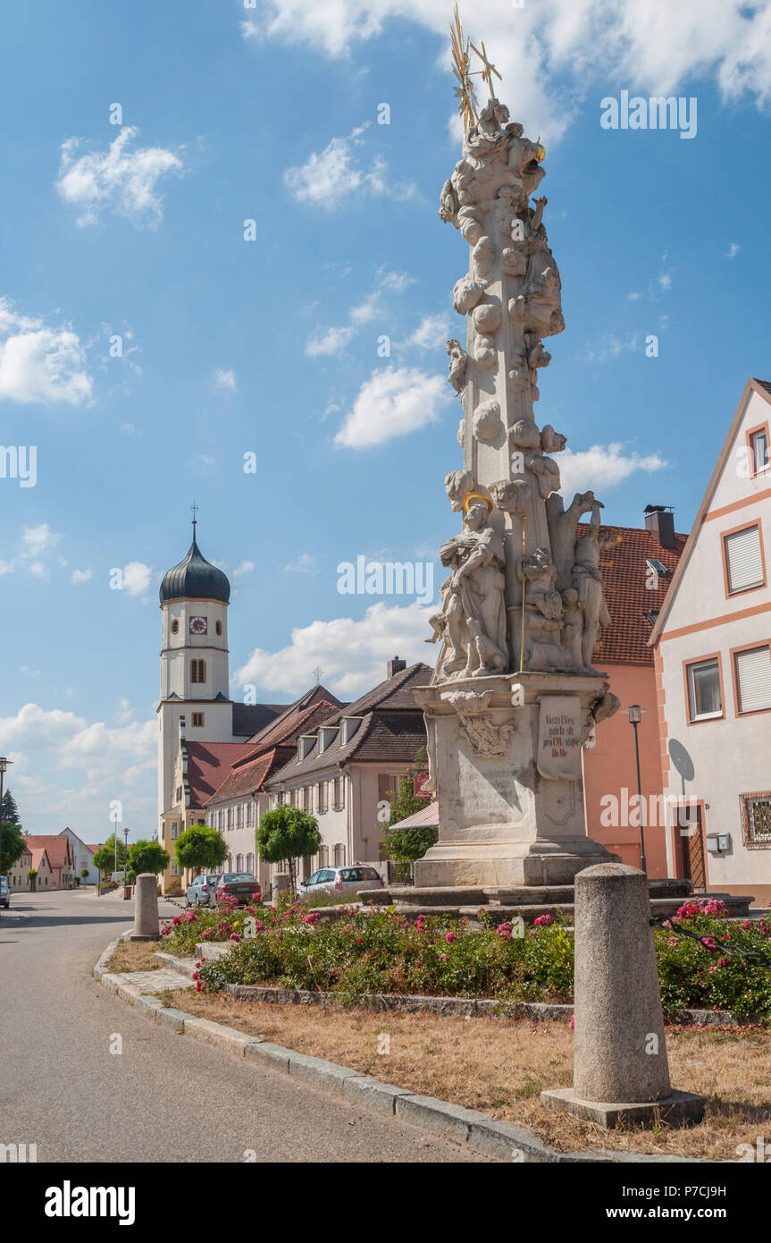 La scultura, città vecchia, noerdlingen, Donau-Ries, Baviera, Germania Foto Stock