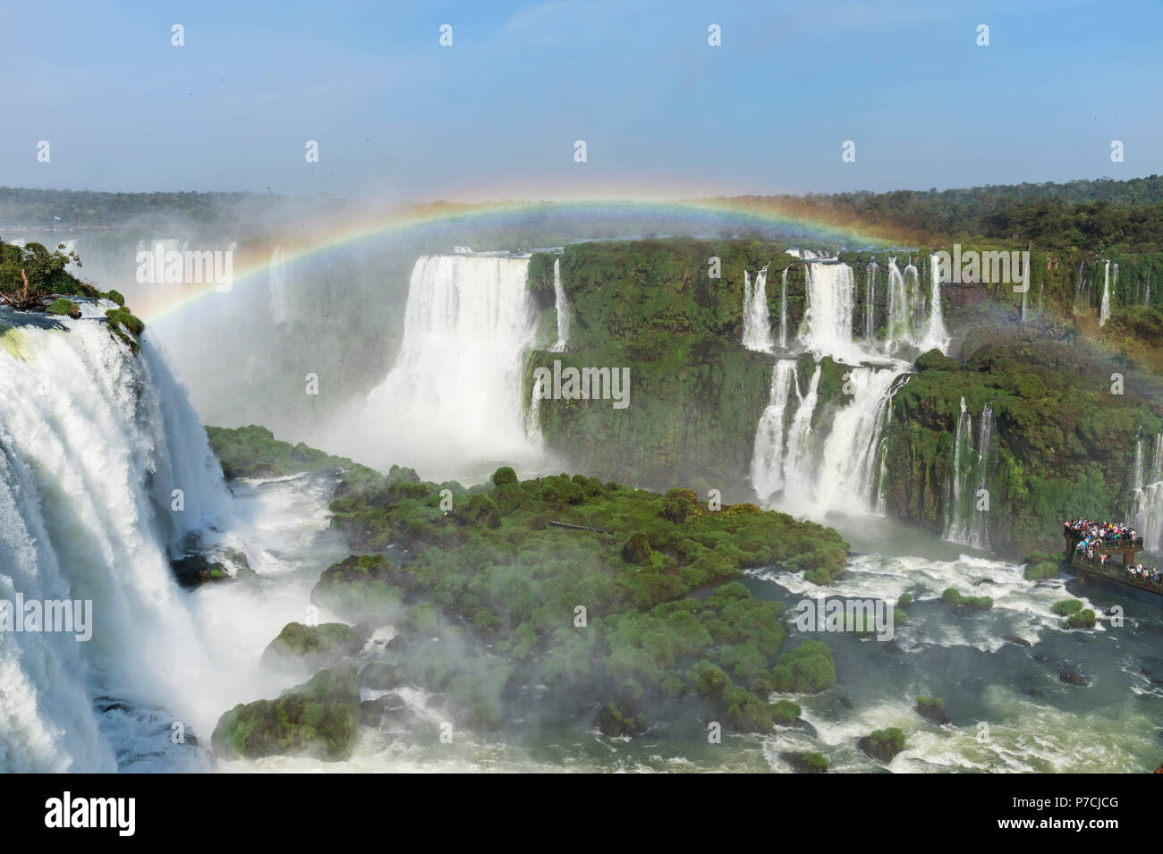 Vista delle Cascate di Iguassù dal lato Brasiliano, Sito Patrimonio Mondiale dell'Unesco, di Foz do Iguacu, Stato di Parana, Brasile Foto Stock