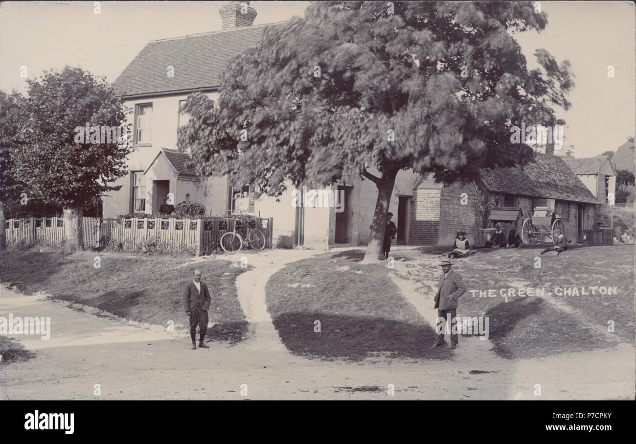 Vintage fotografia reale del Villaggio Verde, Chalton, Hampshire, Inghilterra, Regno Unito Foto Stock