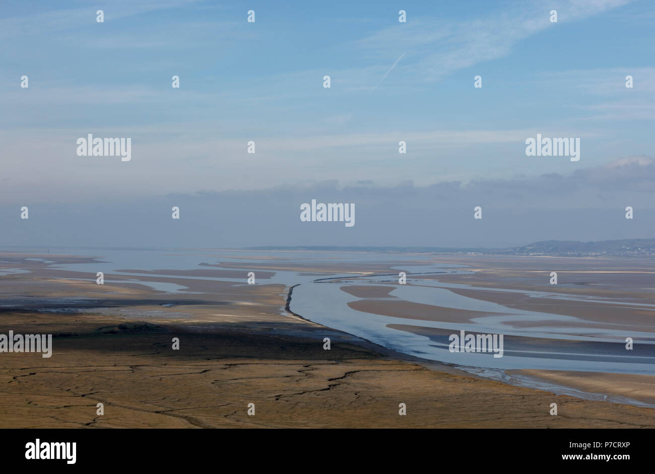 Estuario Loughor acceso tra Carmarthenshire e la Penisola di Gower, Wales, Regno Unito Foto Stock
