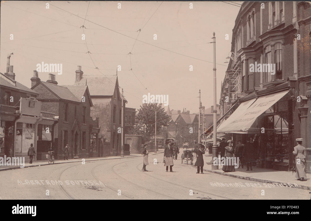 Vintage Fotografia di Albert Road, Southsea, Portsmouth, Hampshire, Inghilterra, Regno Unito Foto Stock