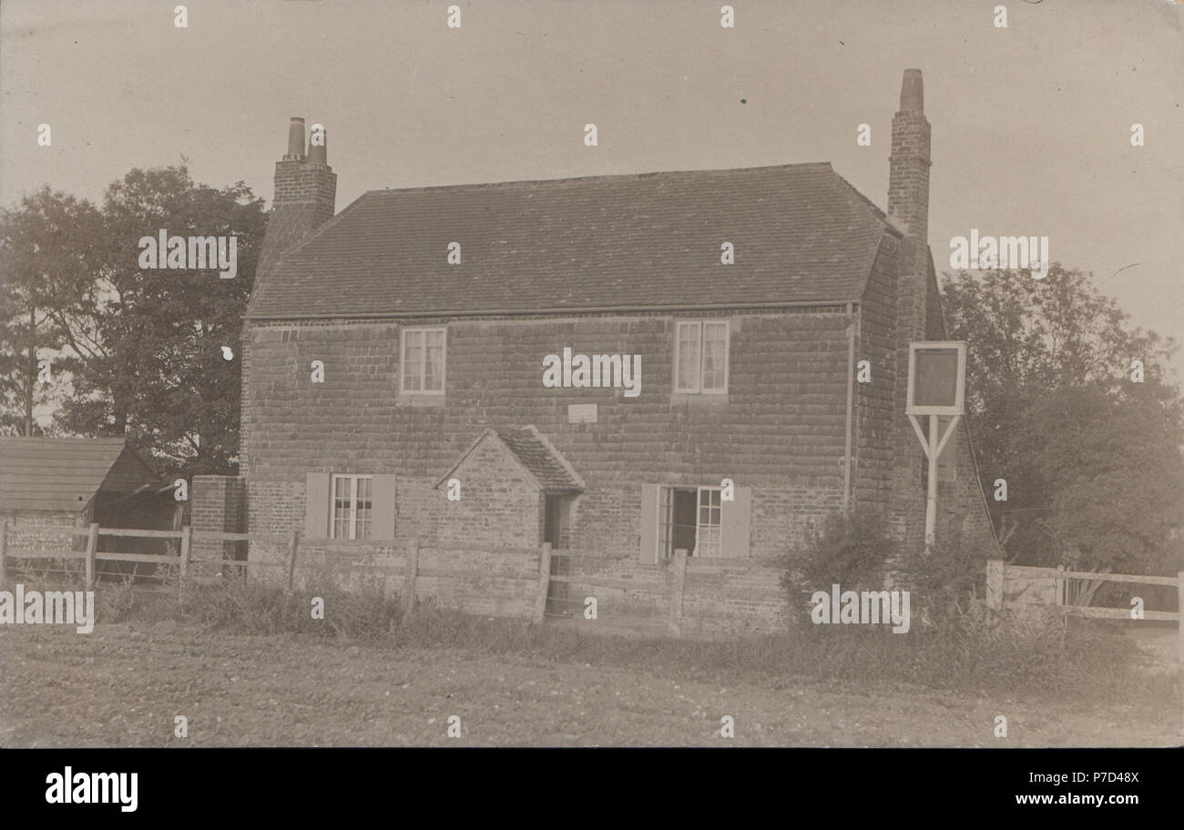 Vintage fotografia del bat e la sfera pubblica House, Hambledon, Hampshire, Inghilterra, Regno Unito. Prima sede del Cricket Foto Stock