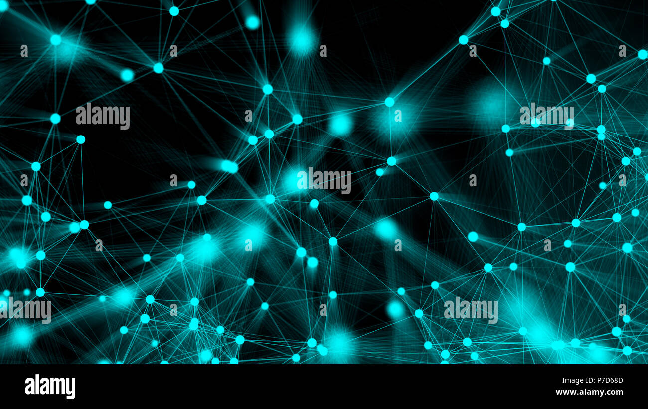 Abstract i punti di connessione. Sfondo tecnologico. Un concetto di rete. Il rendering 3d. Foto Stock
