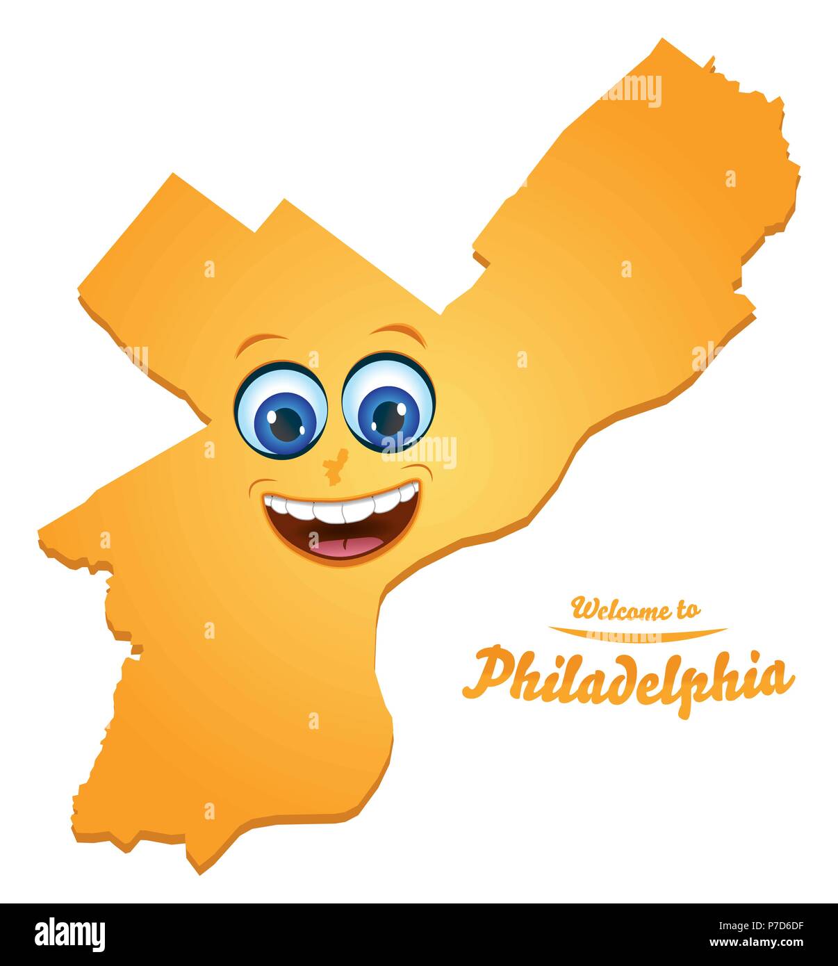 Filadelfia Pennsylvania mappa della città con volto sorridente illustrazione Illustrazione Vettoriale