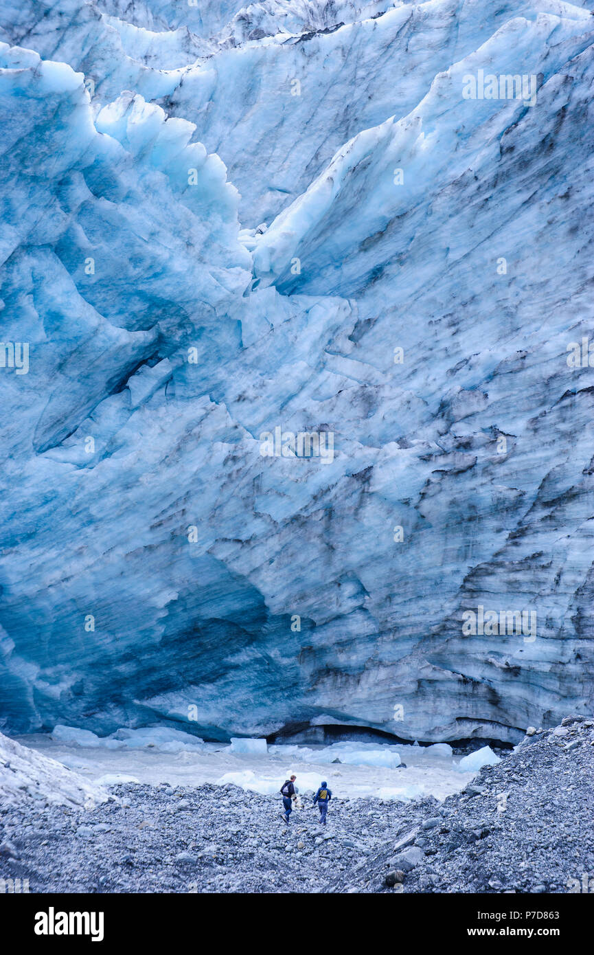 Escursioni turistiche per il gigante di deflusso glaciale del ghiacciaio Fox, Isola del Sud, Nuova Zelanda Foto Stock