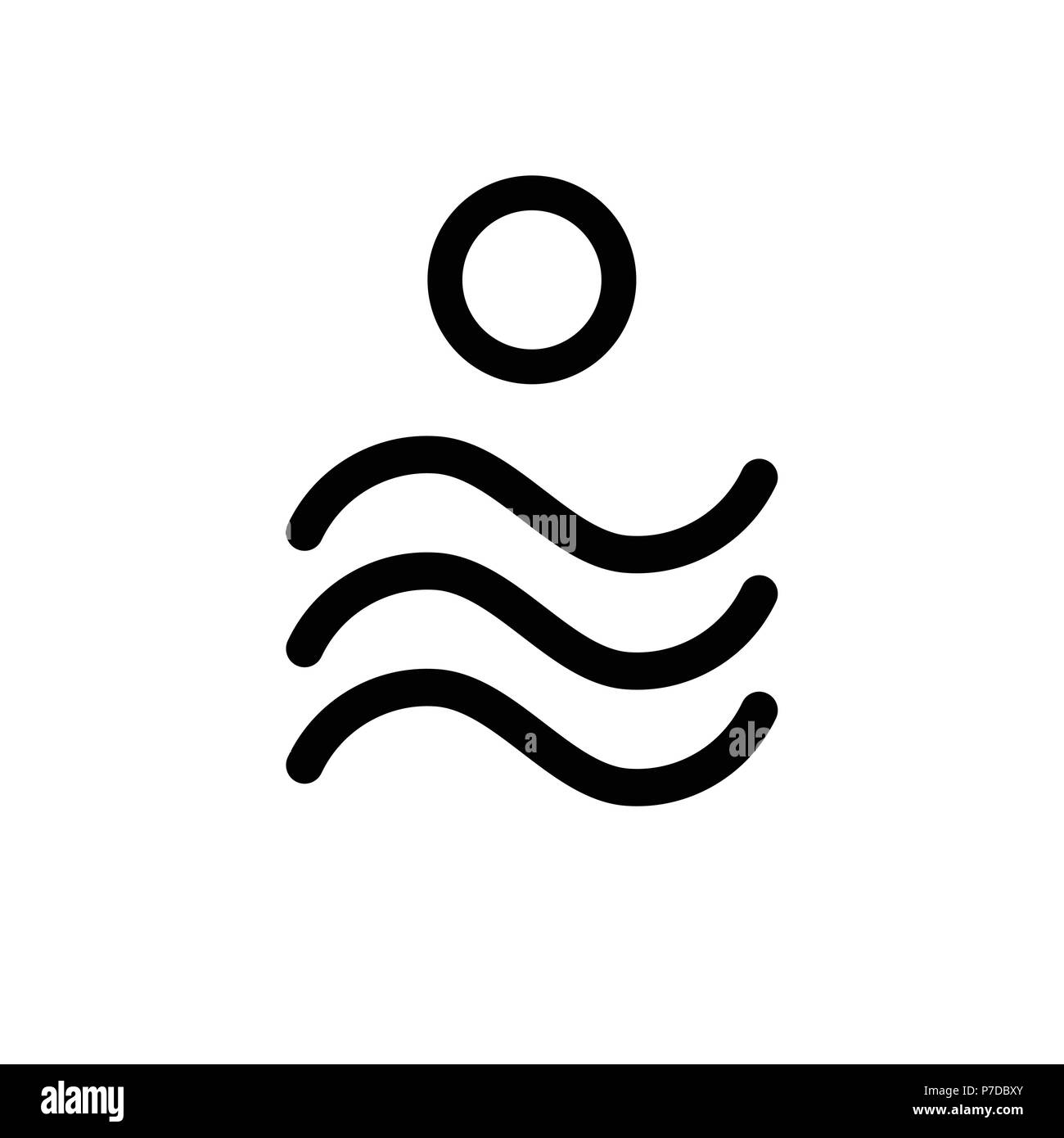 Acqua e sole. Bianco e nero piatto icona vettore isolato su sfondo, No. 2 Illustrazione Vettoriale