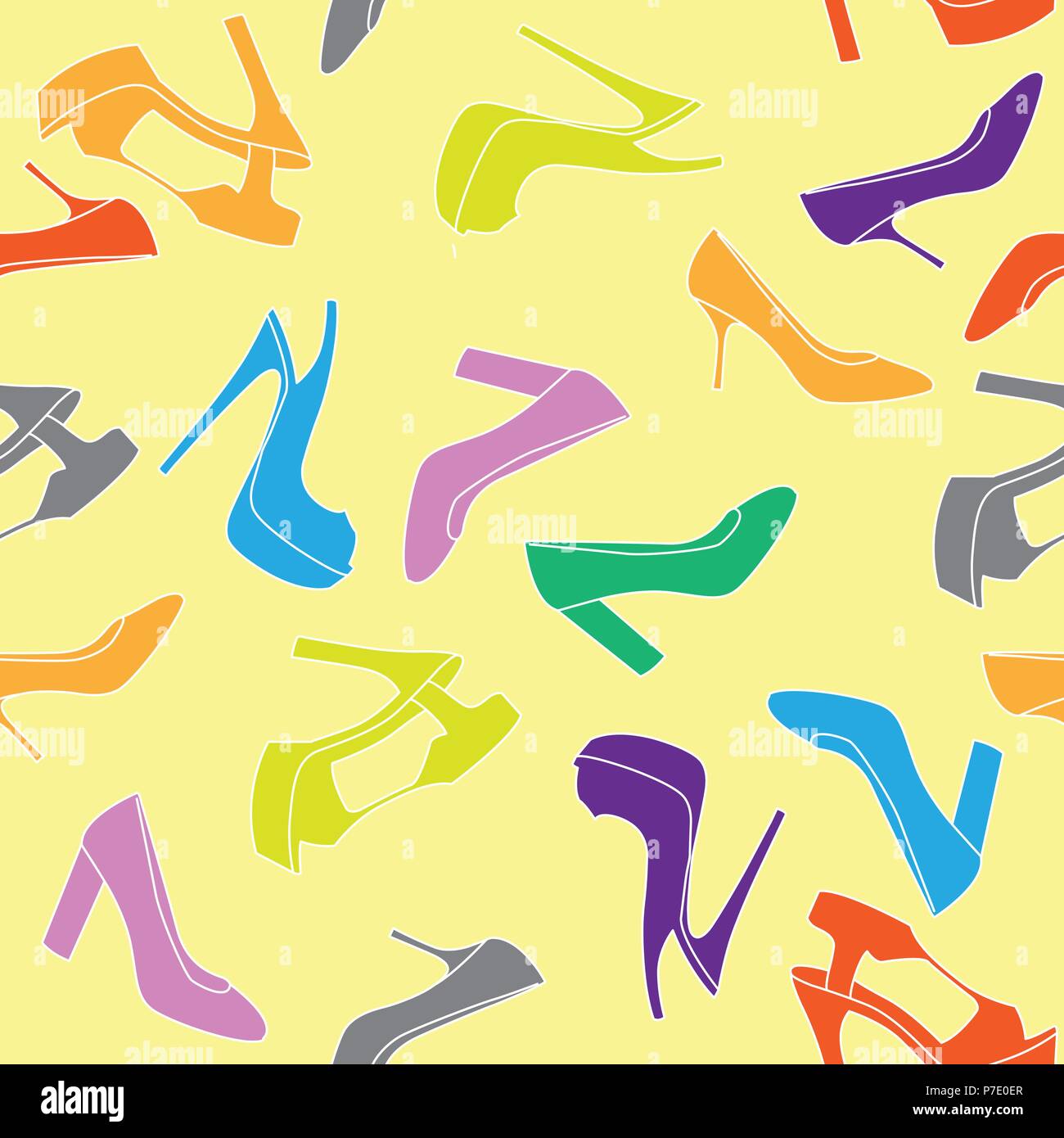 Alta scarpe con tacco seamless sfondo - Disegno di Moda Illustrazione Vettoriale