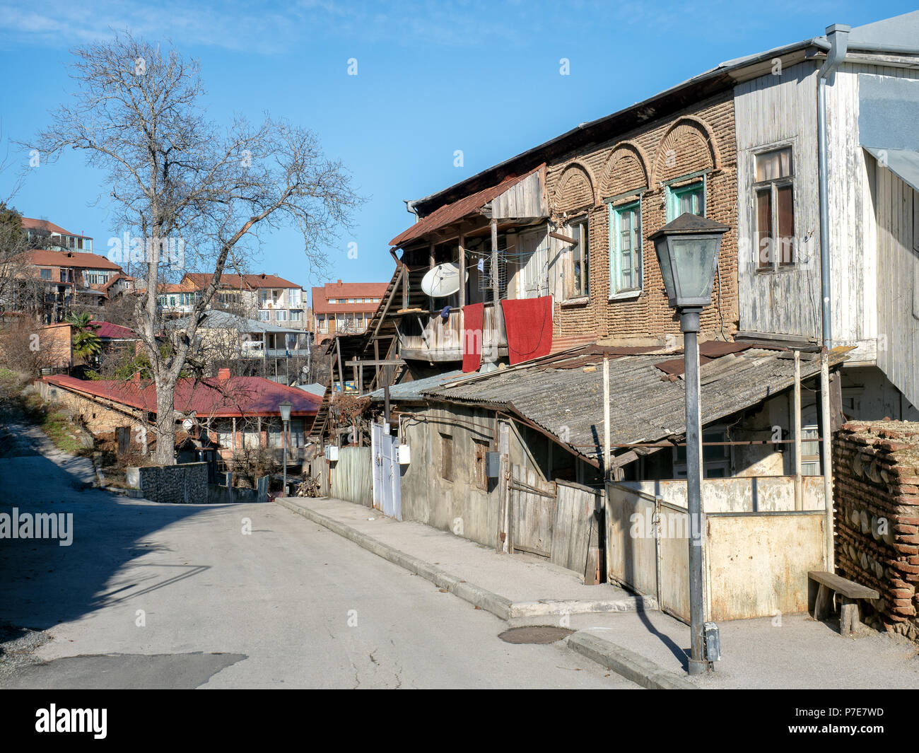 Case tradizionali a Sighnaghi, regione di Kakheti, Georgia Foto Stock