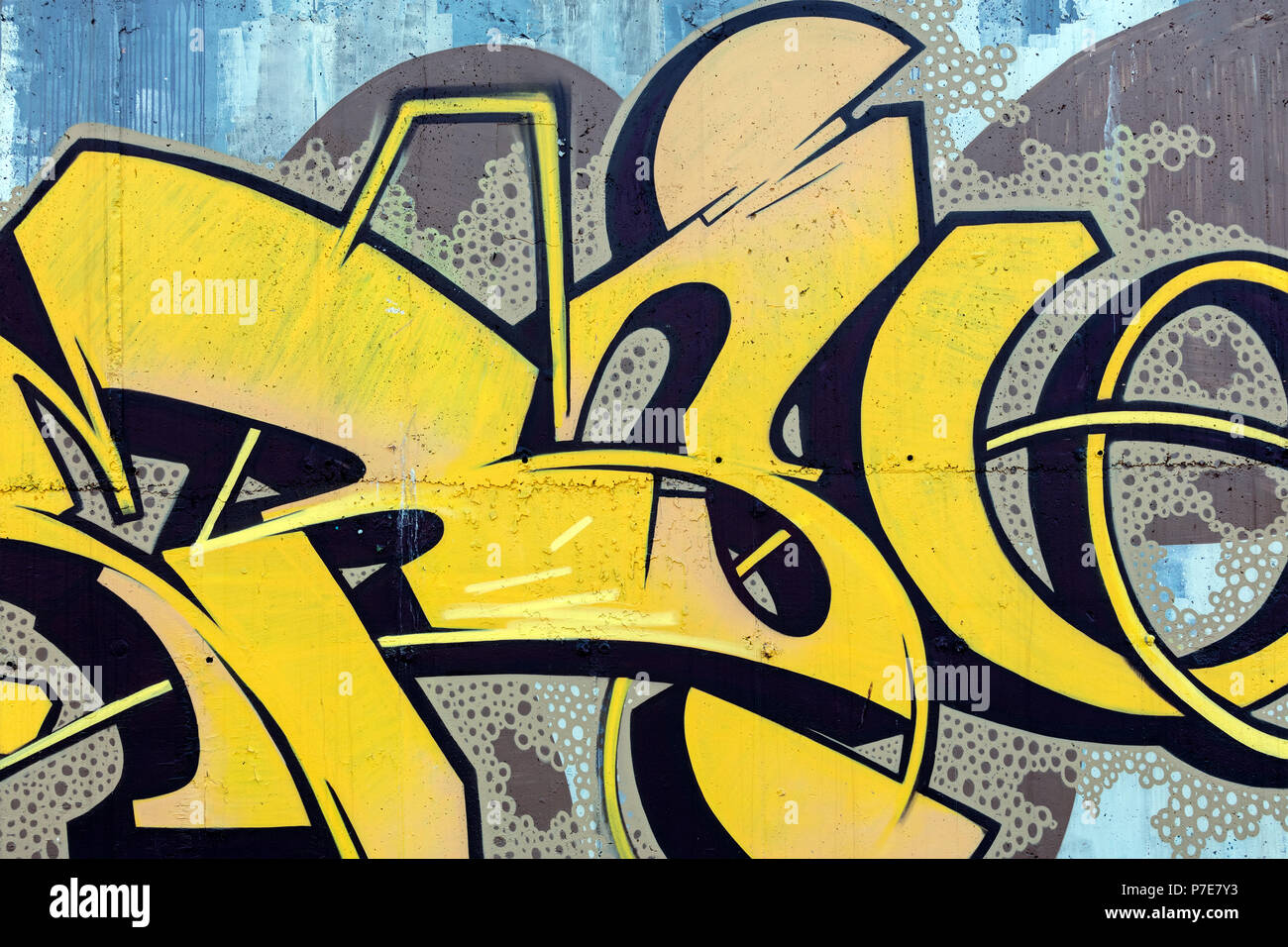 MINSK, Bielorussia - 13 Aprile 2018: grunge texture di colore, street art graffiti sulle mura della città Foto Stock