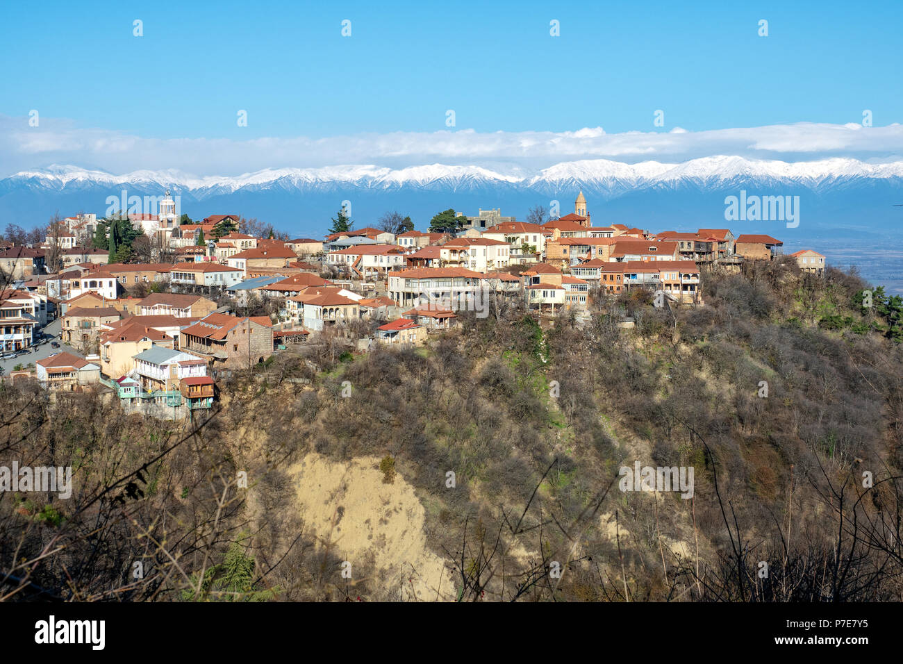 Vista di Sighnaghi, una città storica nella regione di Kakheti, Georgia Foto Stock