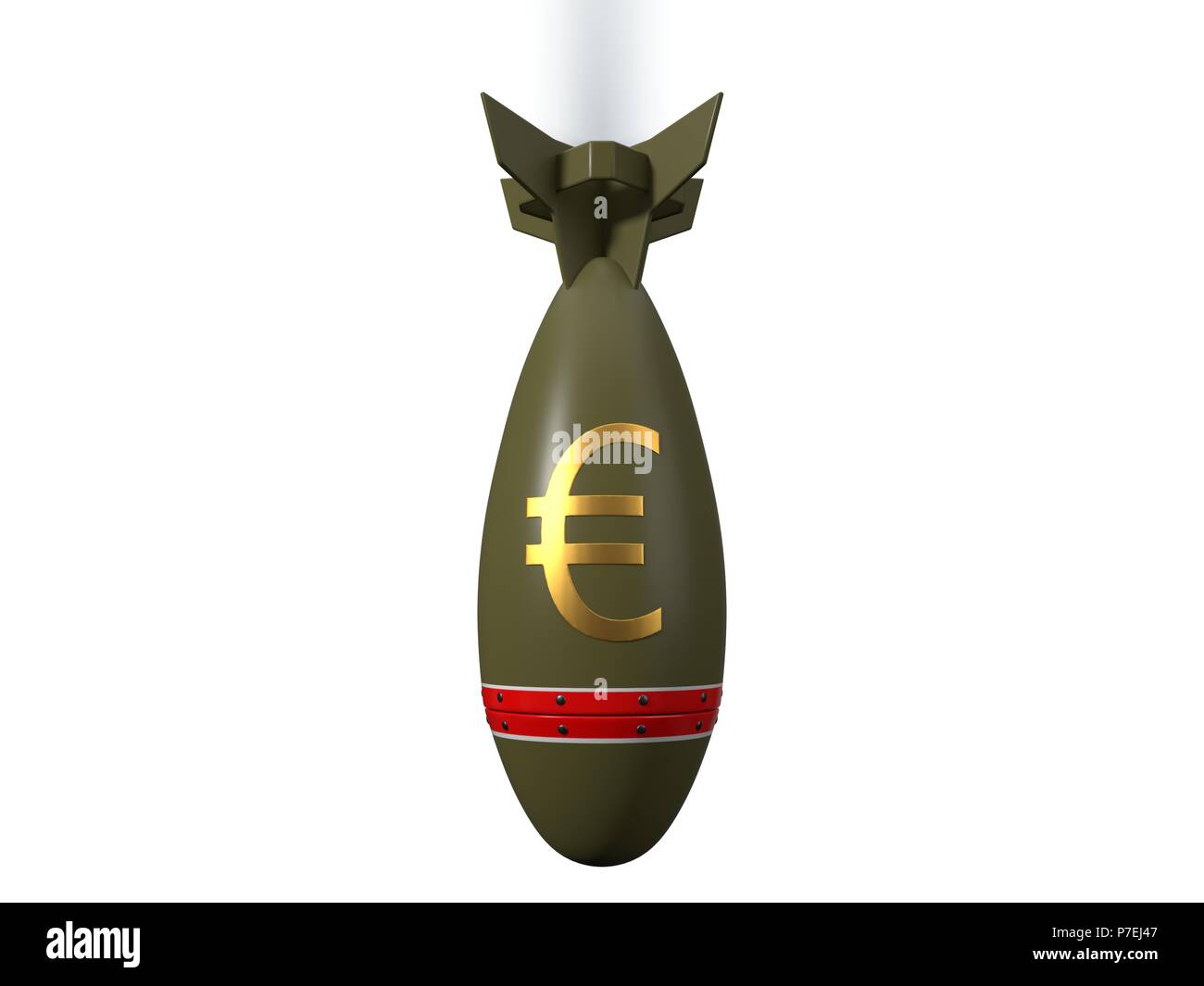 Economia e le guerre commerciali nozione con la bomba di valuta e mappa del paese. 3d illustrazione Foto Stock