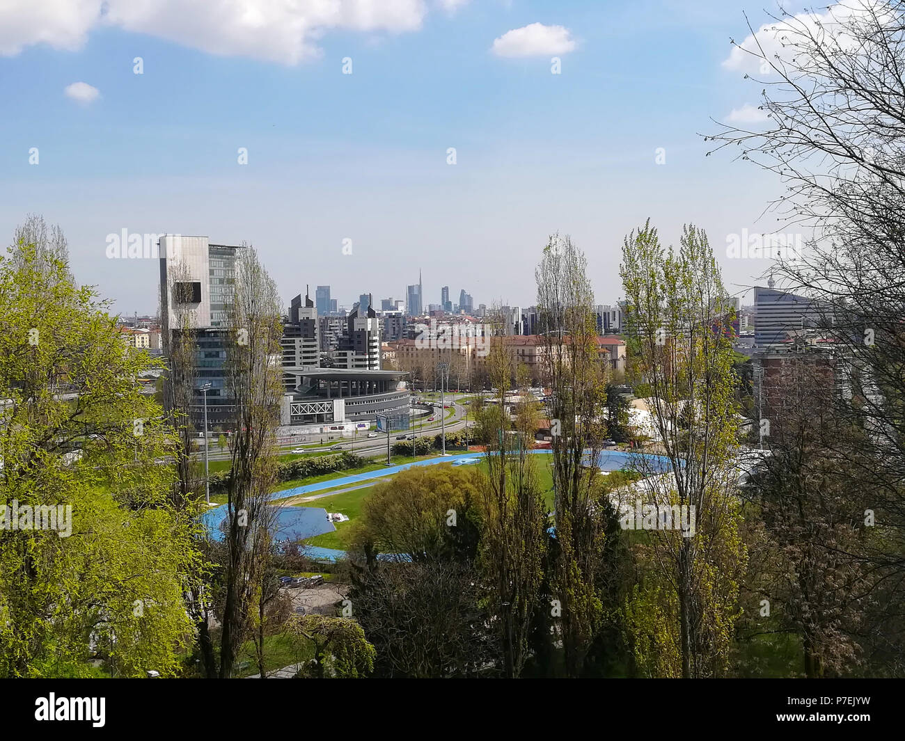 Milano vista aerea. Milano, Italia. Edifici moderni view Foto Stock