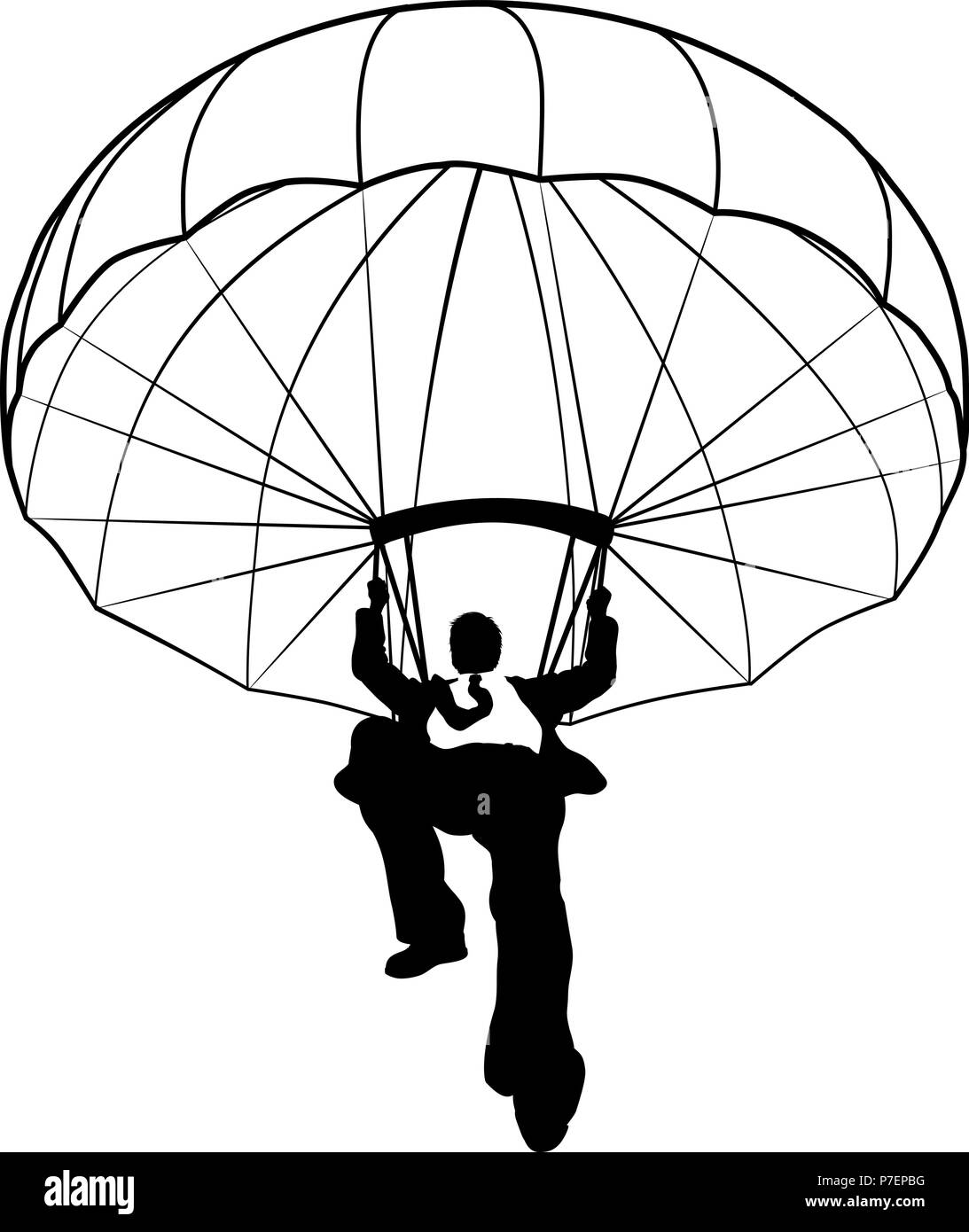 Imprenditore paracadute Silhouette Illustrazione Vettoriale