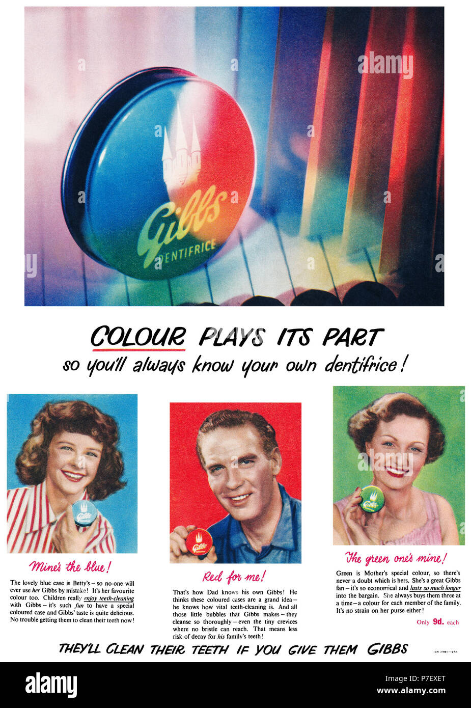 1950 British pubblicità per Gibbs dentifricio. Foto Stock