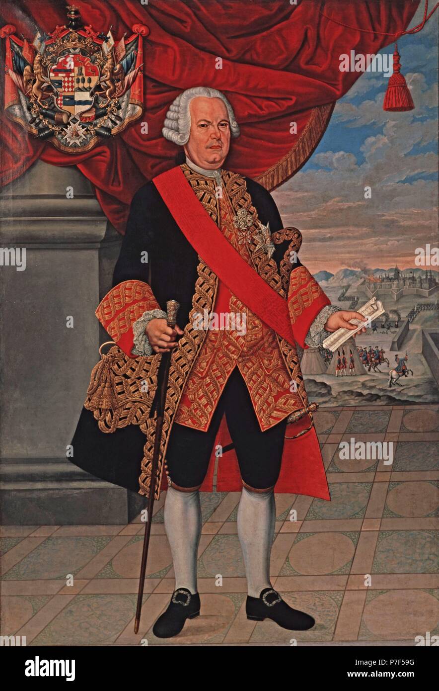 Retrato de Manuel de Amat y Junyent (1704-1782). Militar español. Gobernador y presidente de la Audiencia de Chile (1755-1761) y virrey de Perú (1761-1776). Museo: Museu d'Art Moderne (MNAC). Foto Stock