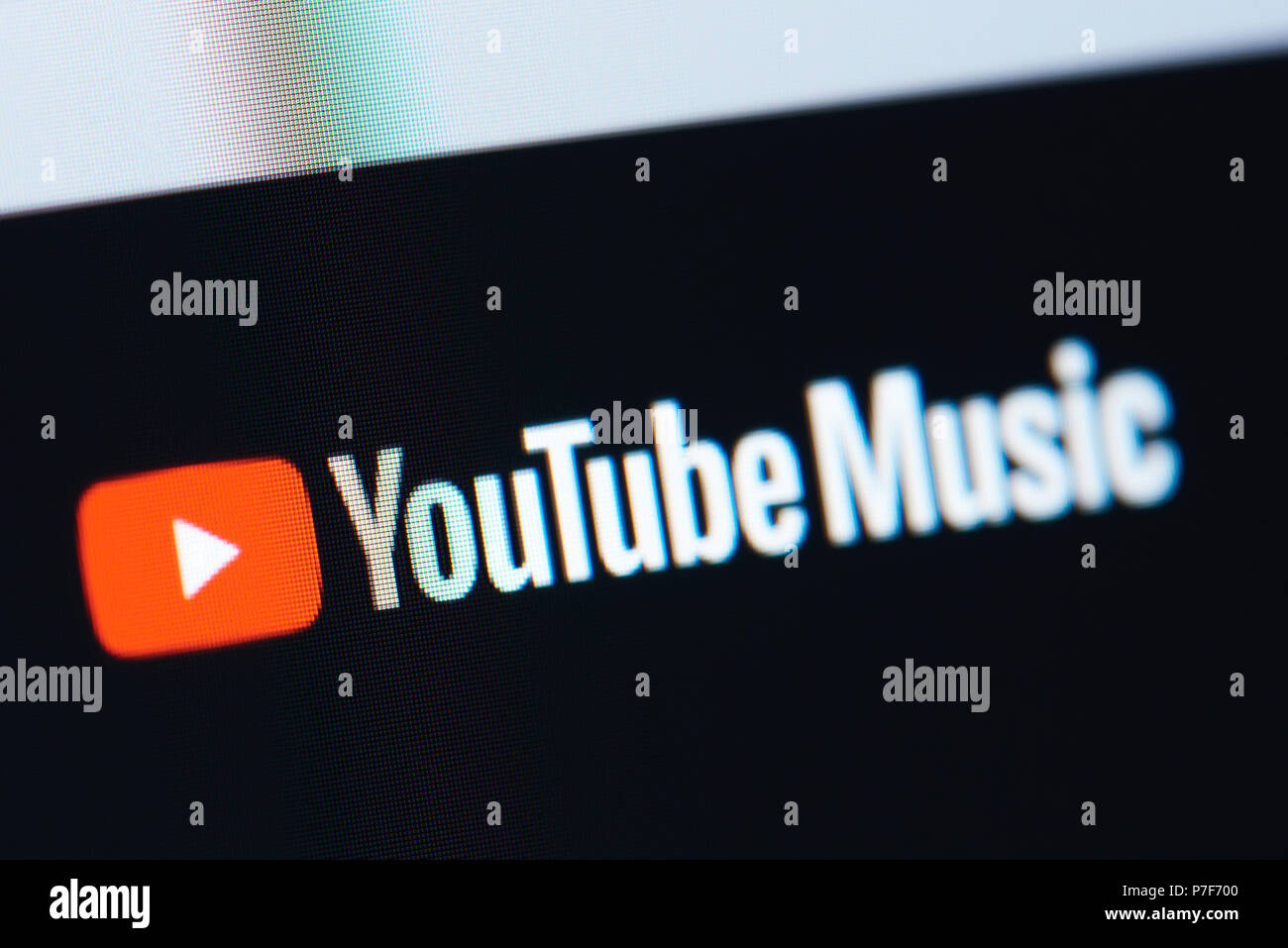 New york, Stati Uniti d'America - 5 Luglio 2018: Youtube musica sito su laptop lo sfondo della schermata Vista ravvicinata Foto Stock