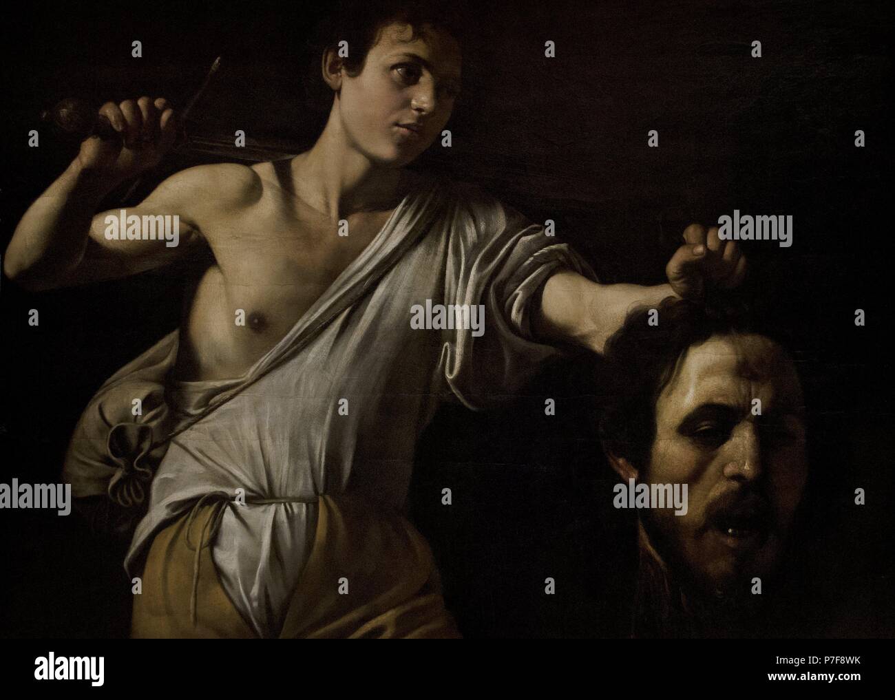 Caravaggio (1571-1610). Pittore italiano. Il barocco. Davide con la testa di Golia, 1605-1606. Kunsthistorisches Museum (Museo di Storia dell'arte). Vienna. Austria. Foto Stock