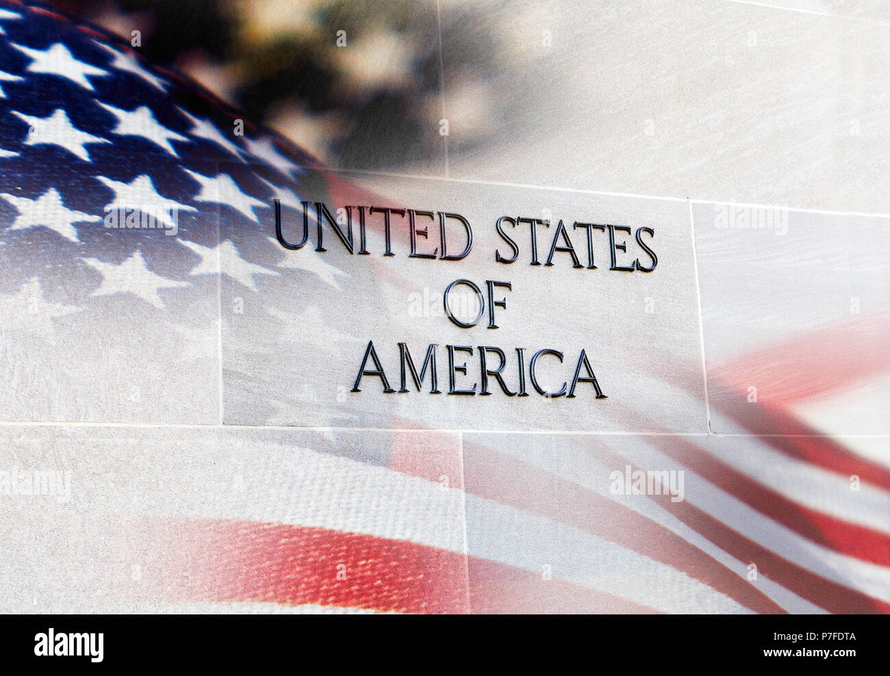 Washington DC, USA-Giugno 5, 2018: Robert F Kennedy Dipartimento di Giustizia edificio segno sul muro di pietra la lettura di Stati Uniti d'America Foto Stock