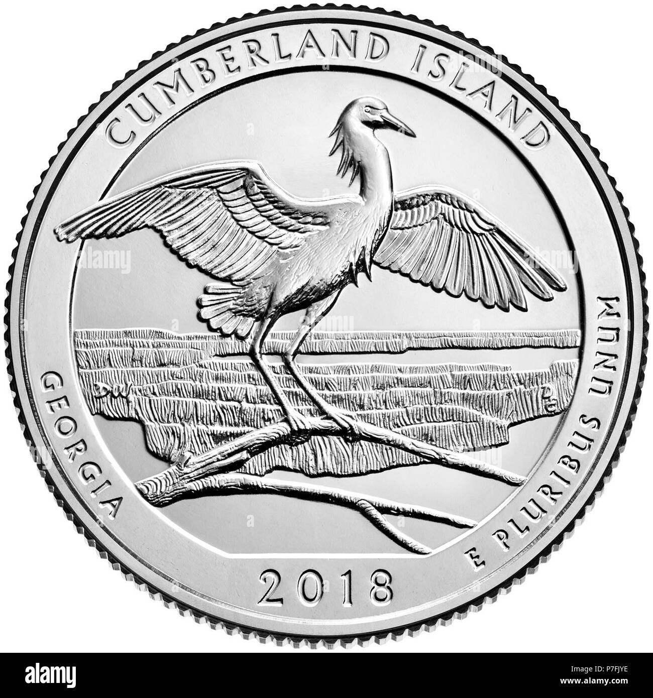 2018-america-il-bello quarti-coin-cumberland-isola-Georgia-non circola-retromarcia. Foto Stock