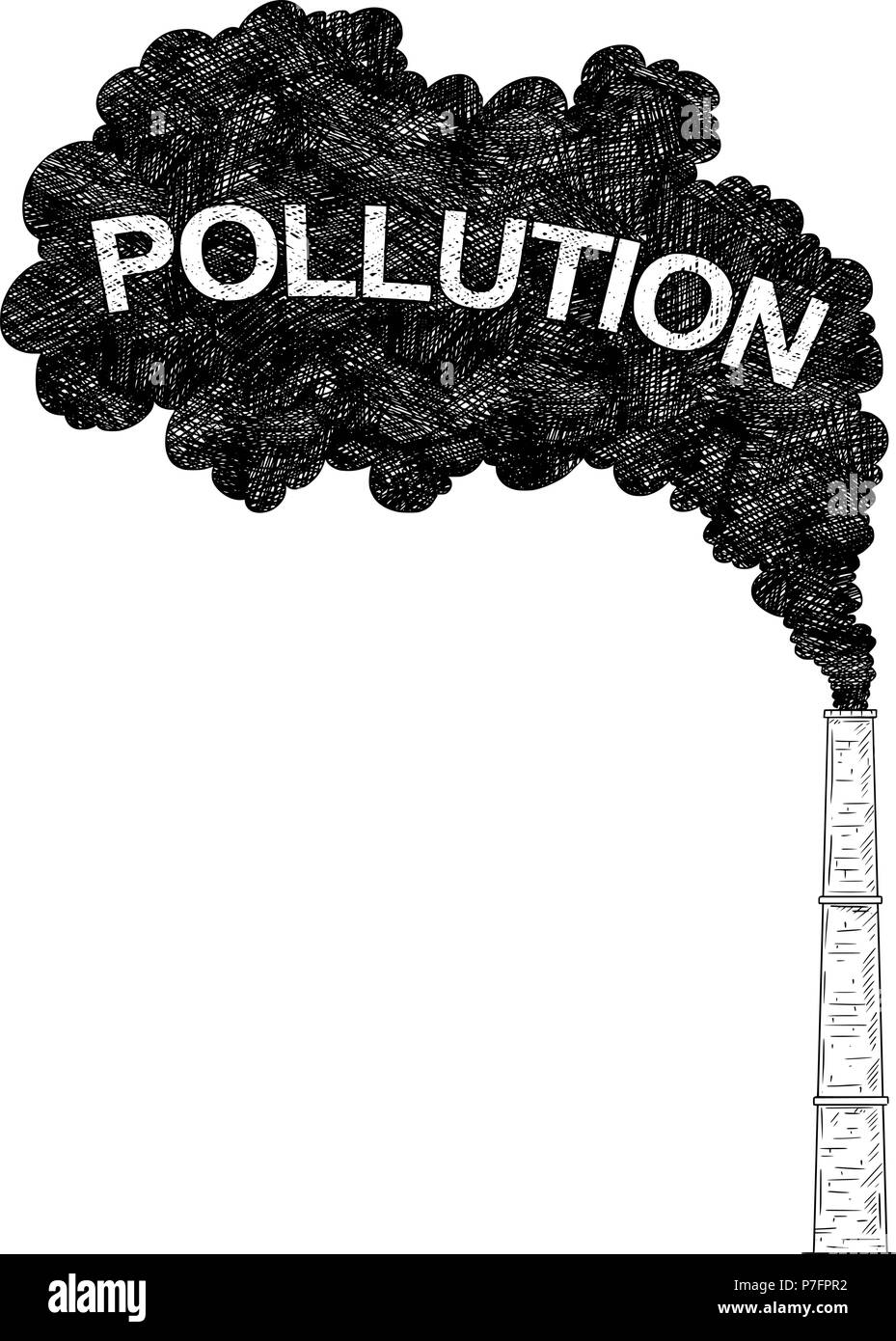Vettore di disegno artistico illustrazione del Fumaiolo, industria o la fabbrica dell'inquinamento atmosferico Illustrazione Vettoriale