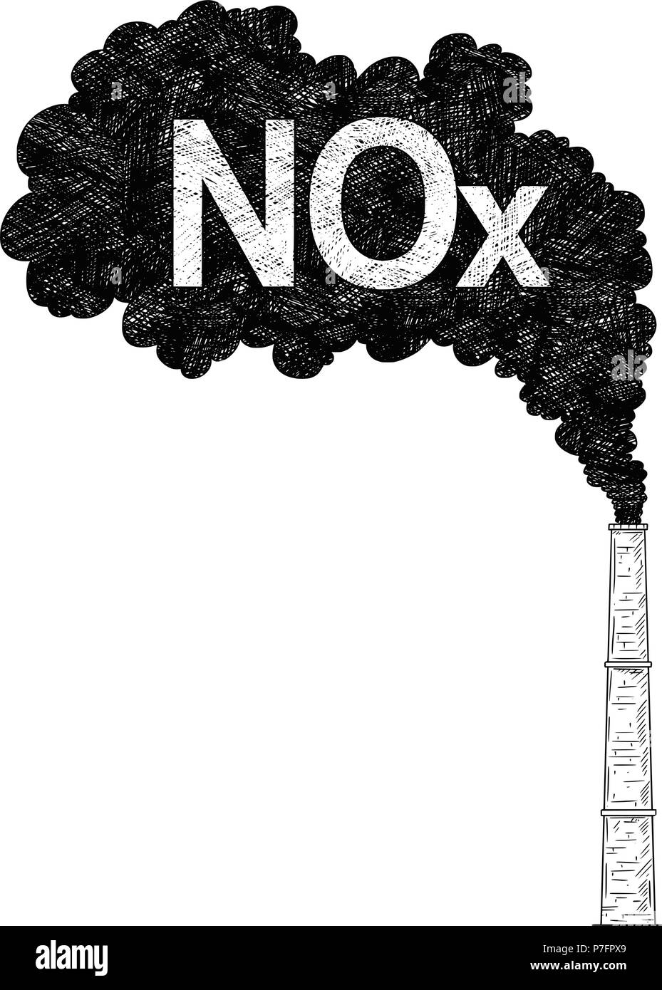 Vettore di disegno artistico illustrazione del Fumaiolo, industria o aria di fabbrica di inquinamento da NOx Illustrazione Vettoriale
