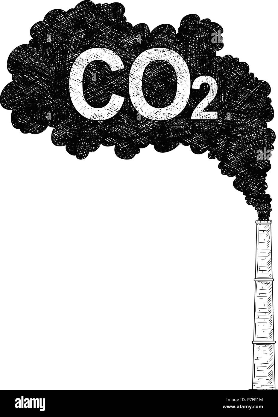 Vettore di disegno artistico illustrazione del Fumaiolo, industria o la fabbrica aria inquinamento da CO2 Illustrazione Vettoriale