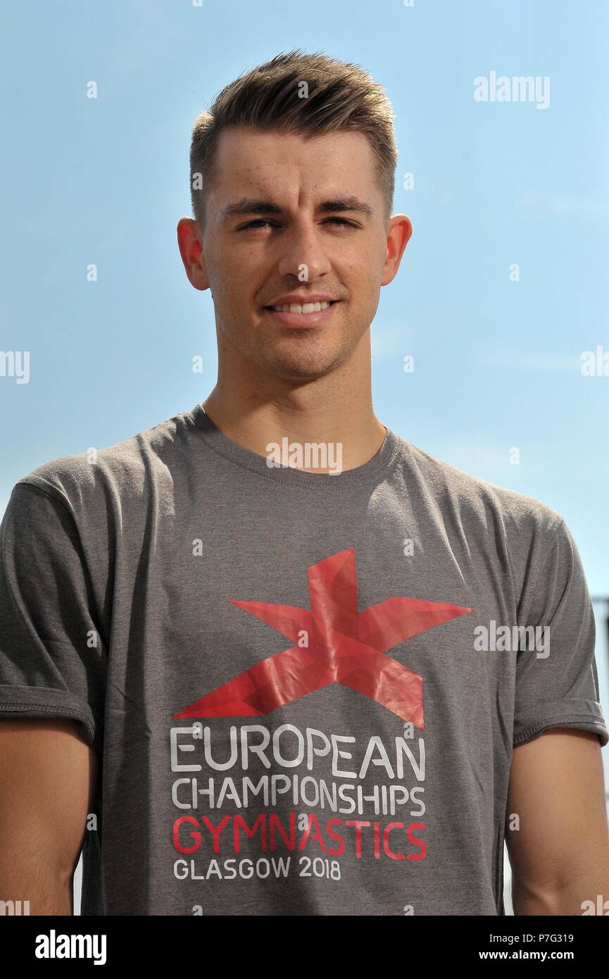 Basildon, Regno Unito. 6 luglio 2018. Max Whitlock. Glasgow 2018 Ambasciatore di ginnastica. South Essex club di ginnastica. Basildon. Essex. Regno Unito. 06/07/2018. Credito: Sport In immagini/Alamy Live News Foto Stock