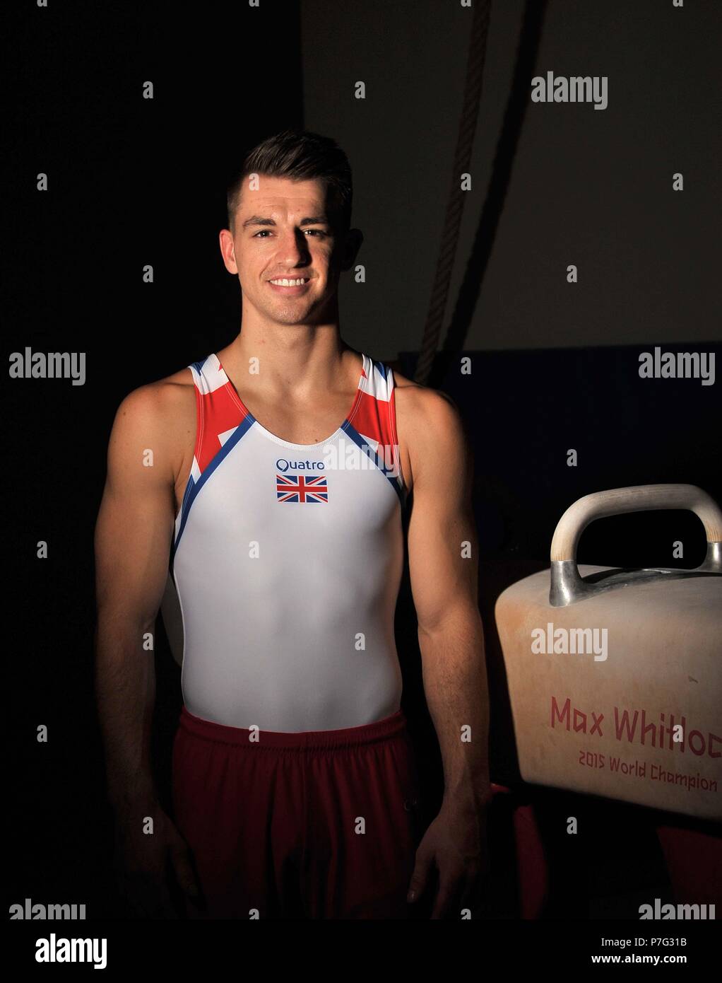 Basildon, Regno Unito. 6 luglio 2018. Max Whitlock. Glasgow 2018 Ambasciatore di ginnastica. South Essex club di ginnastica. Basildon. Essex. Regno Unito. 06/07/2018. Credito: Sport In immagini/Alamy Live News Foto Stock