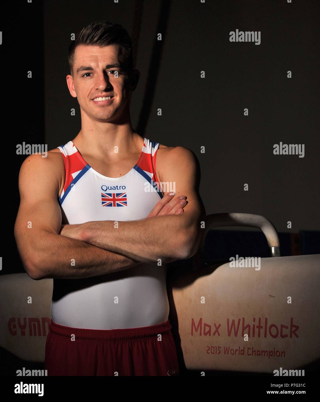 Basildon, Regno Unito. 6 luglio 2018. Max Whitlock. Glasgow 2018 Ambasciatore di ginnastica. South Essex club di ginnastica. Basildon. Essex. Regno Unito. 06/07/2018. Credito: Sport In immagini/Alamy Live News Foto Stock