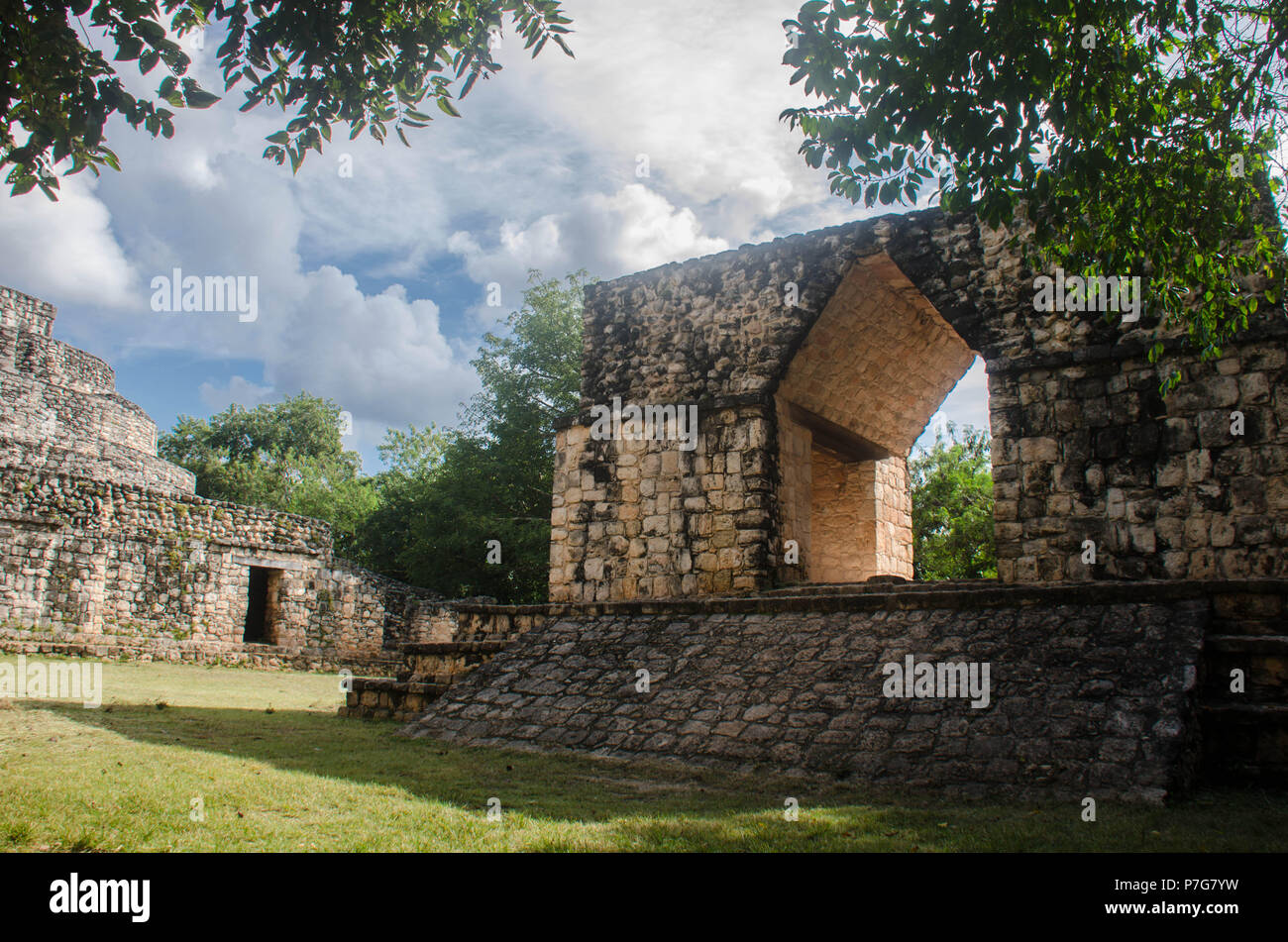 Ek Balam antica zona Maya, che si trova in corrispondenza dello Yucatan, Messico Foto Stock