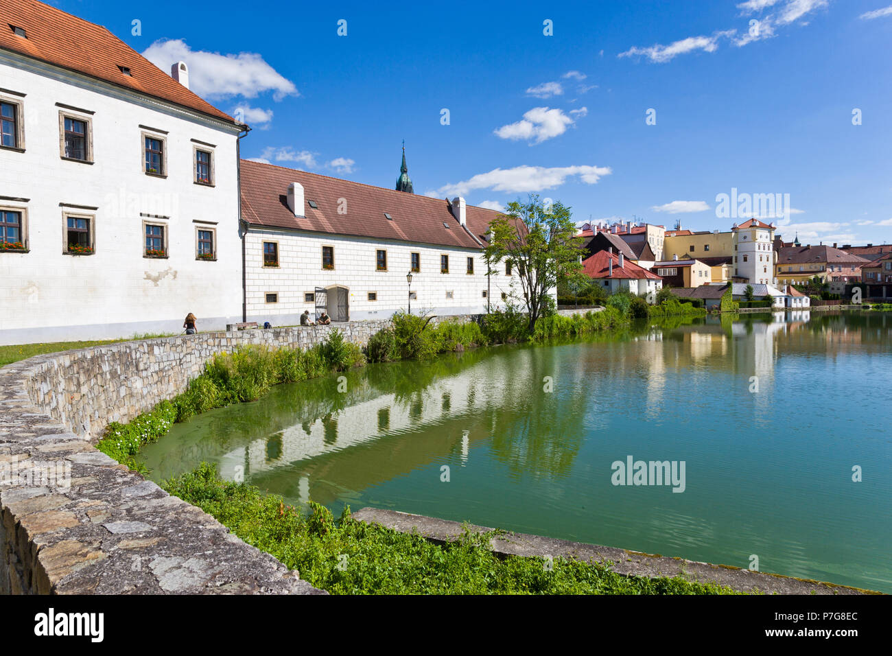 Renesanční statni hrad un zamek, rybnik Maly Vajgar, Jindrichuv Hradec, Jizni Cechy, Ceska republika / castello rinascimentale Jindrichuv Hradec, Maly Vajga Foto Stock