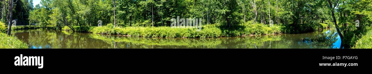 Vista panoramica del fiume e della foresta in Adirondacks Foto Stock