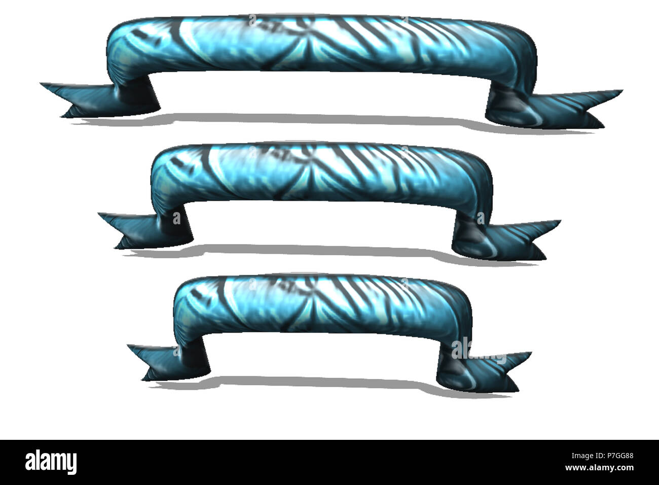 Raccolta di Banner Bandiere blu in 3D reso - Illustrazione Foto Stock